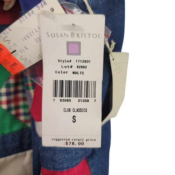 90s Susan Bristol Womens Patchwork Vest Small Button Front Denim Quilted Casual - Picture 5 of 8